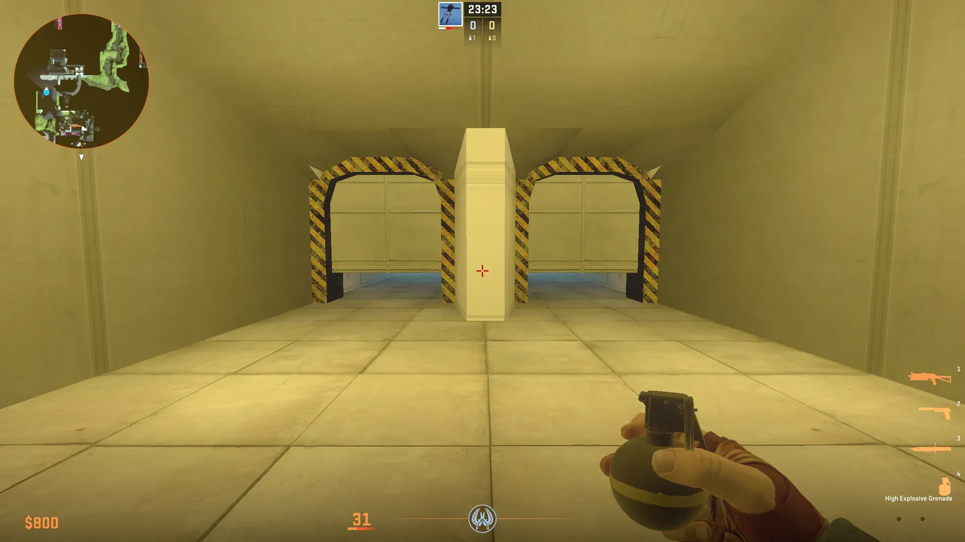 The human defense position, showing where zombies teleport in the airlock