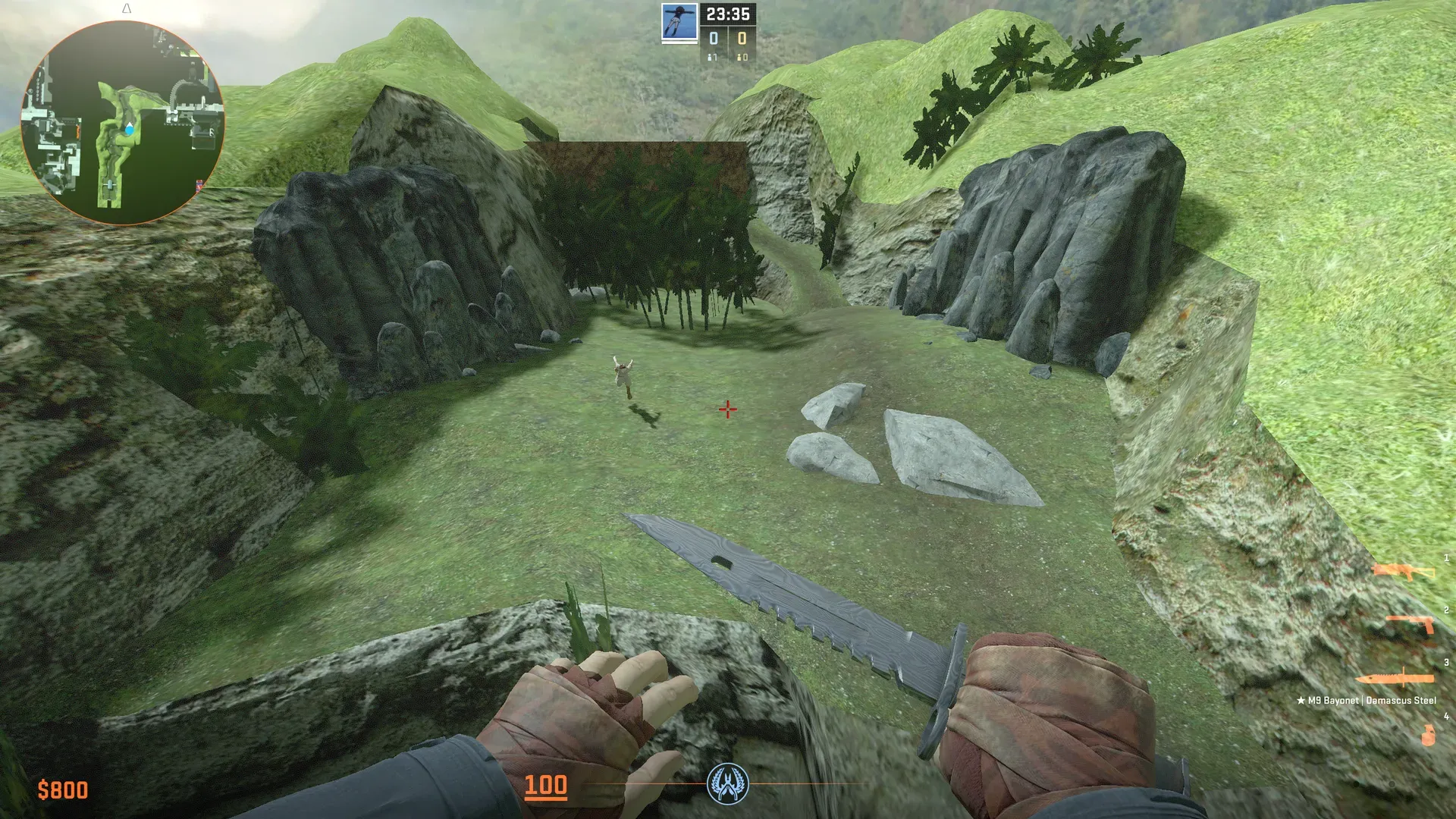 The ramp to defend at the top of with NPC next to it